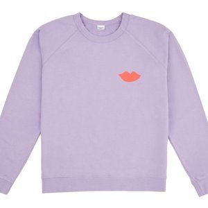 Clare V. lavender sweatshirt with red lips